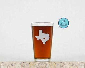 Custom Pint Glass | Pick Any State, Pint Glasses, Custom Beer Glass, Beer Glasses, Beer Gifts, Gifts for Dad, Father's Day Gifts
