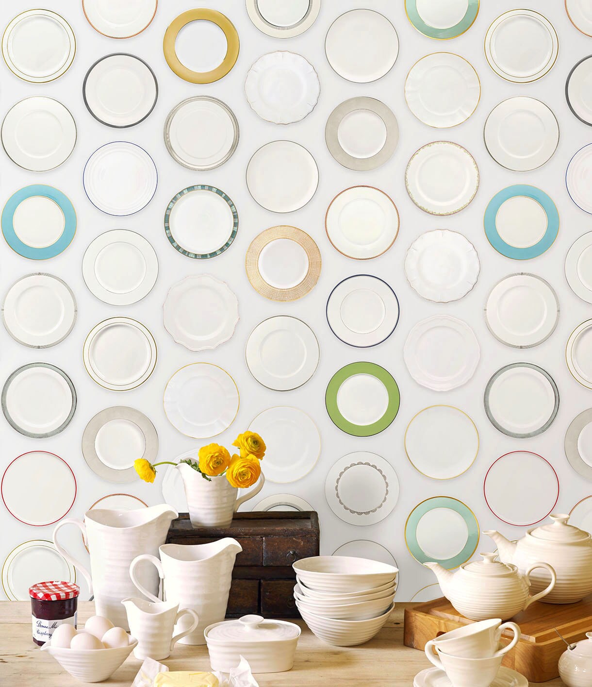 Temporary Wallpaper Kitchen Plates Temporary Wall Paper