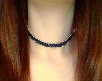 Black Choker - Seed Bead Necklace - Boho Choker - Bohemian Jewelry - Choker Necklace - Boho Necklace - Hand Beaded - MADE TO ORDER