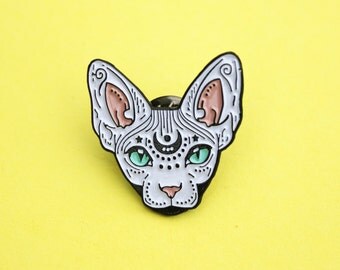 Mystical Sphynx cat enamel pin, cat pin - badge - lapel pin