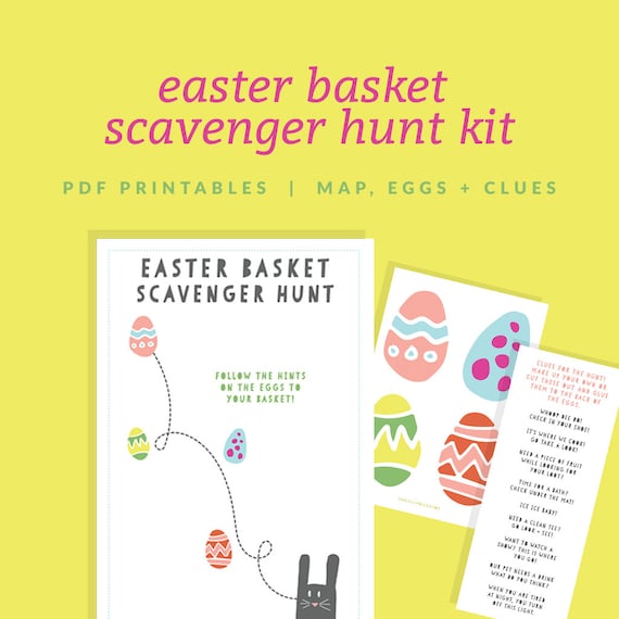 Easter Basket Scavenger Hunt Kit Includes a Map Eggs