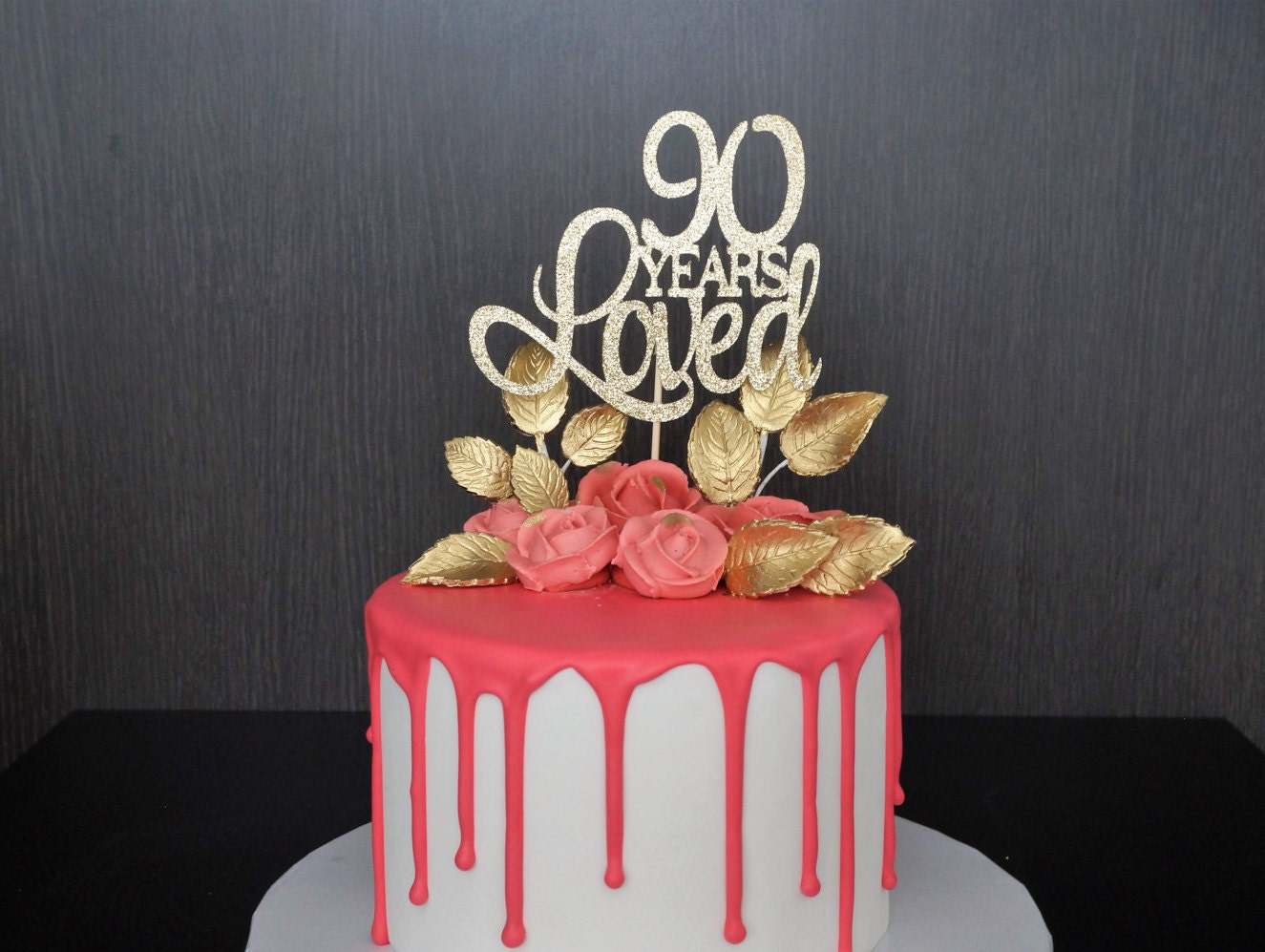 90 Years Loved Cake Topper 90th Birthday Cake Topper Happy