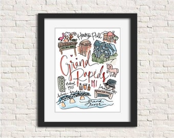 Michigan Wall Art grand rapids | etsy Michigan Wall Art grand rapids | etsy