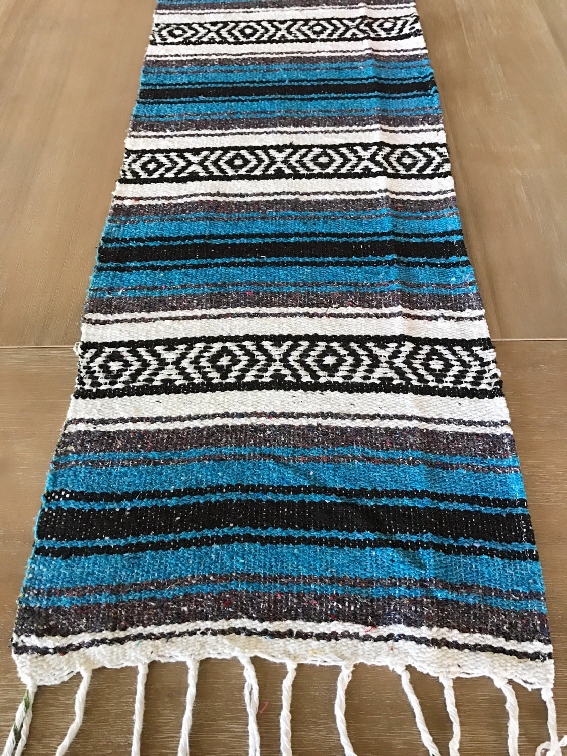 Hokic Mexican Table Runner Fringe Cotton Handwoven Mexican ...