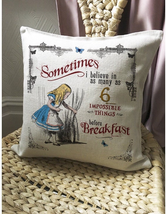 ALICE IN WONDERLAND Cushion Pillow Cover Mad Hatter Tea Party