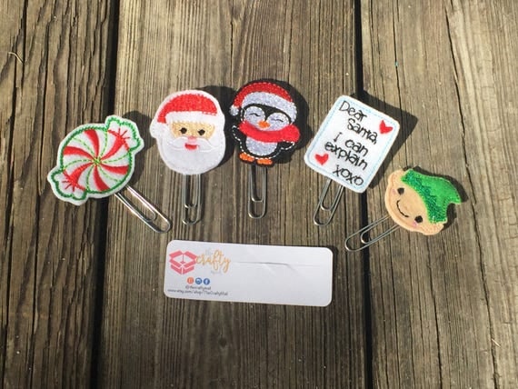 Santa Clause Is Comin To Town Paper Planner Clips set of 5! Christmas planner clip pack. Holiday planner clip pack