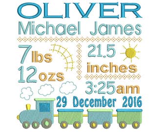 Birth Announcement Template Embroidery, Instant Download, Subway Art Boy Birth Template Machine Embroidery, AM/PM, Design no: ST509-13