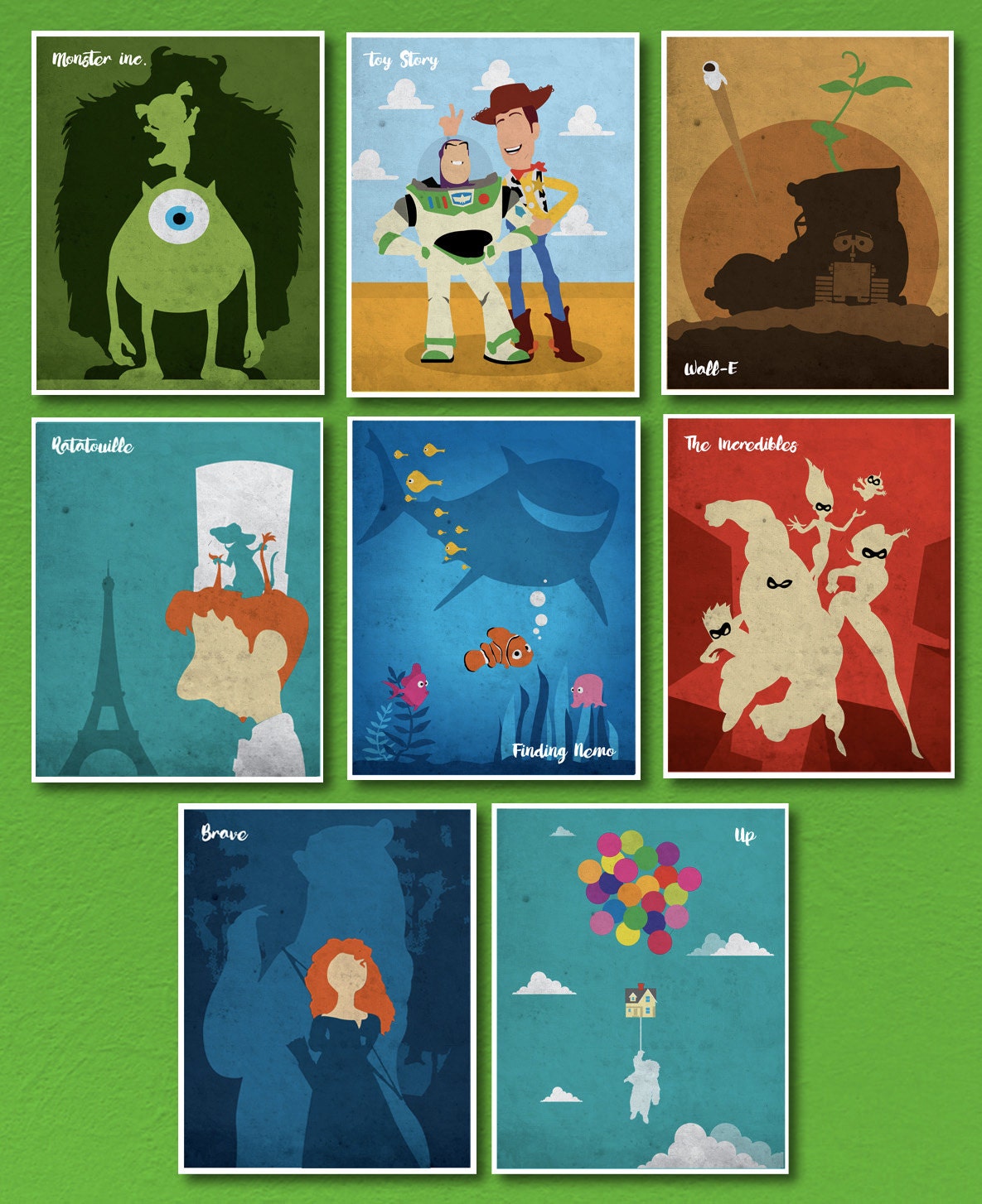 Walt Disney Pixar Movie Poster Set8X10