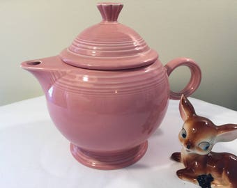 Fiesta ware Dusty Rose large tea pot - Fiesta tea pot - dusty rose tea pot - Pink tea pot - pink Fiesta