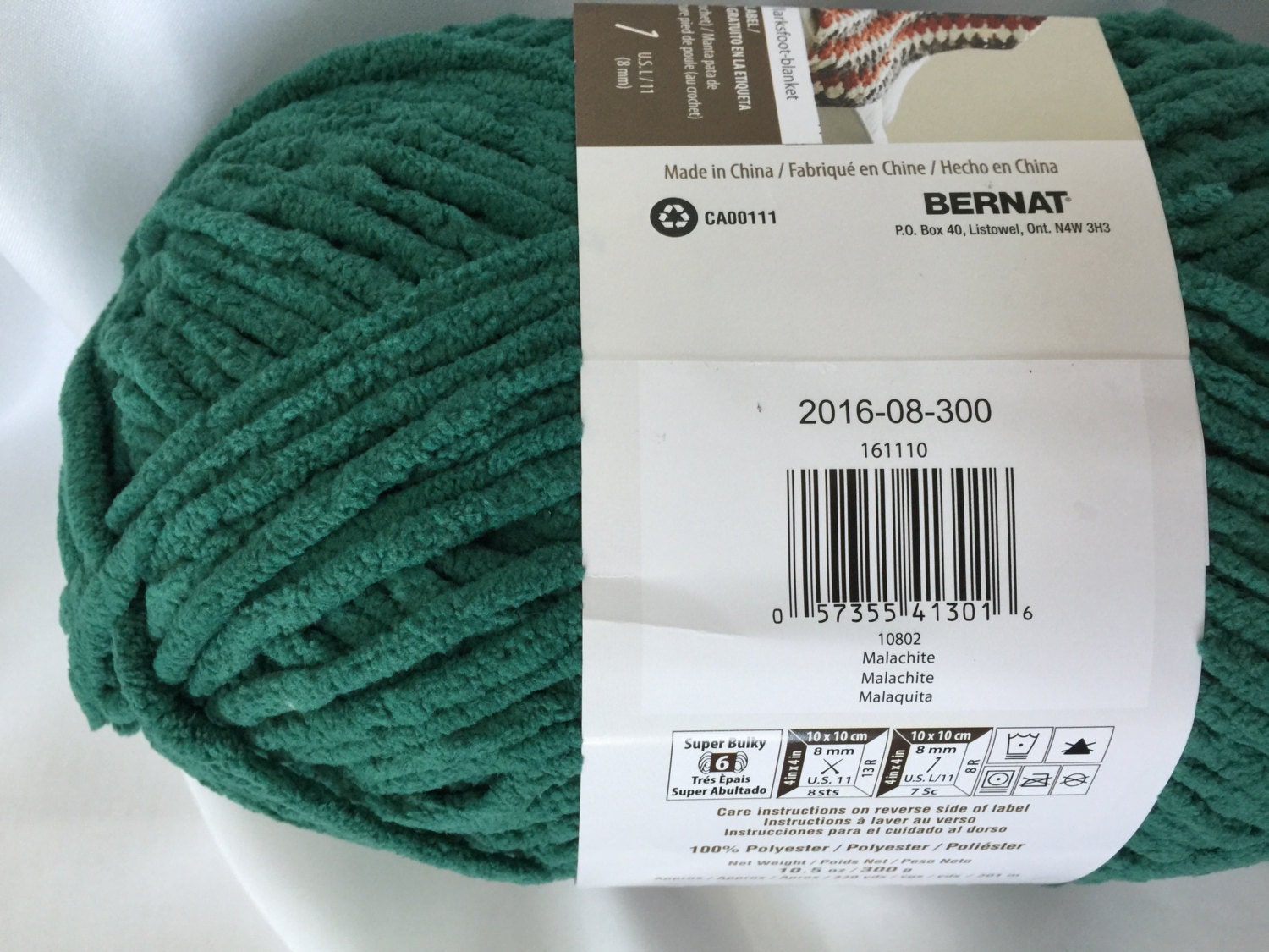 Malachite 10802 Bernat Blanket Yarn Big 10.5 oz Skein UPC