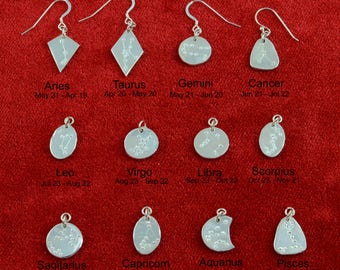 Silver Zodiac Constellation Earrings
