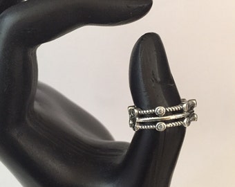 Three layer sterling silver adjustable ring-layered ring-sterling silver ring