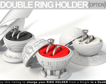 DOUBLE RING HOLDER (Option) to All Ring Boxes - proposal ring box, wedding ring, marriage, matrimony, bridal, ceremony, gift, jewel, stand
