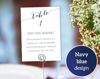 Fun Facts Table Numbers 1-40 Printable Templates, Table Seating Template, Did You Know Couple's Random Facts Table Cards Printable