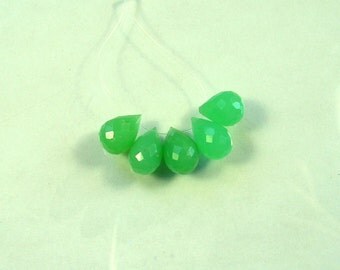Chrysoprase faceted drop beads AA+ 10.5-12.5mm 5pcs