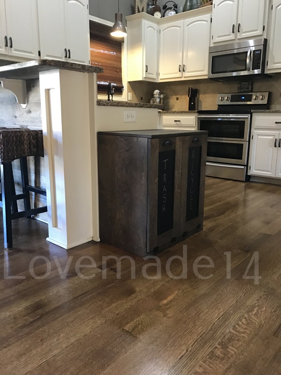 tilt out trash bin double dark walnut stainchalkboard