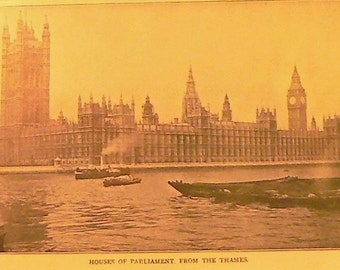 1905 British Houses of Parliament Matted Antique Stoddard Print