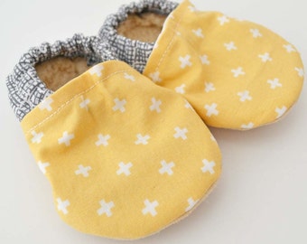 Yellow baby girl shoes with RUFFLES or BOWS vibrant yellow