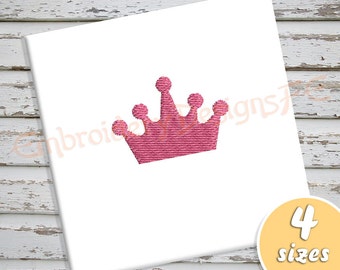 Crown Mini Embroidery Design - 4 Sizes - Filled Stitch Machine Embroidery Design File