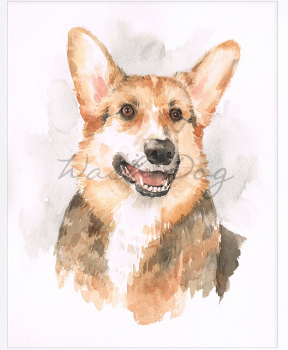 Corgi Original Watercolor Painting 11x14 Corgi Dog Art