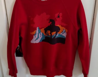 Crewneck sweatshirt with Native American graphic