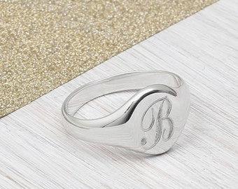 Ladies Sterling Silver Monogram Signet Ring