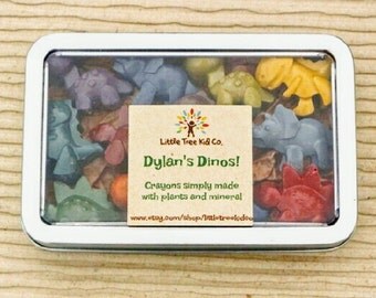 Dinosaur Crayons! Earth friendly with personalized label. Ready to gift, perfect stocking stuffers!