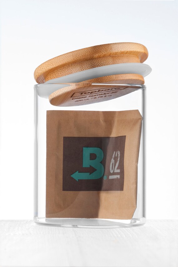 Glass stash jar with humidity control Airtight humidor jar