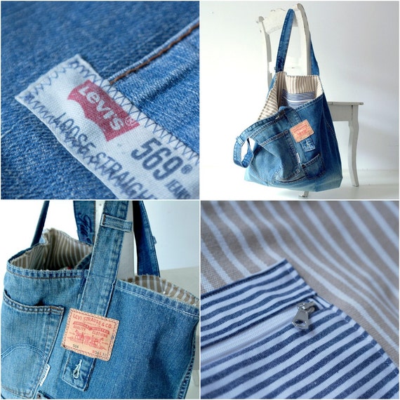 jeans bag Levi's with lots of pockets recycled