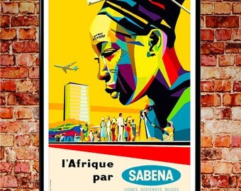 African Wall Art Afrique Wall Art Poster Sabena Airways African Decor Wall Art Print Art Decor African Wall Art (sizes up to 50cm x 70cm)