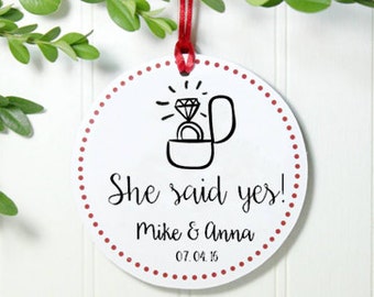 Personalized Engagement Ornament, Personalized Glitter Ornament, Engagement Gift, Just Engaged Gift, Engaged Ornament,Christmas Gift IB2OFS