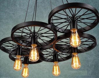 6 wheels Pendant light Industrial lighting for Bar Pendant lighting Retro Light fixture Rustic lighting Restaurant light