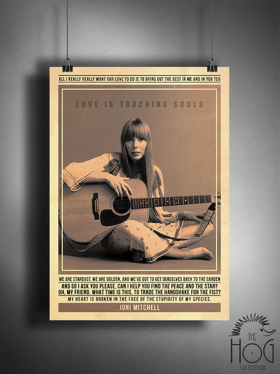 Joni Mitchell Poster Quote Retro Music Poster Music Print