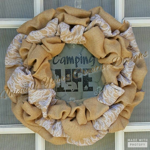 Camping Life Wreath Happy Camper Wreath Camp Sign