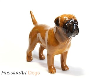 Bullmastiff, mastiff dog ceramic figurine handmade statuette