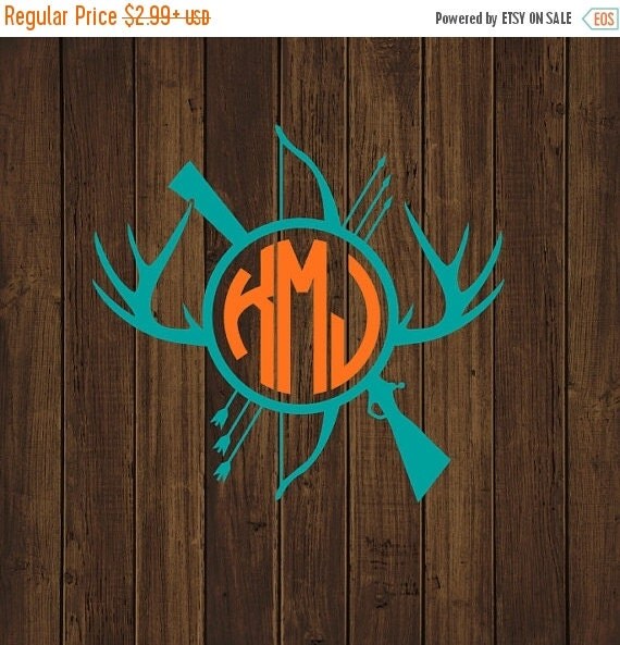3 DAY SALE Hunting Monogram Decal Monogram Deer Hunting by