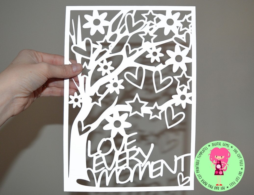 Love Every Moment Paper Cut Template SVG / DXF Cutting File