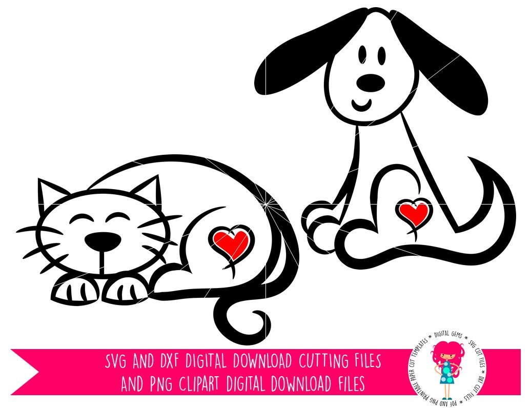 Download Stick Cat and Dog Animals SVG / DXF Cutting files for Cricut