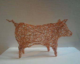 Copper Wirework Pig Sculpture