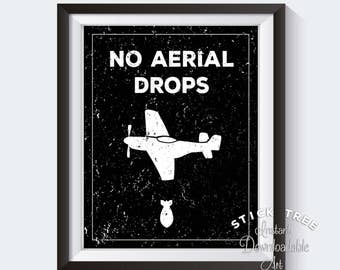 Funny Bathroom Print, No Aerial Drops, Funny Bathroom Art, Funny Bathroom Signs, Bathroom Wall Art Quotes, Bathroom Decor, Witty Print