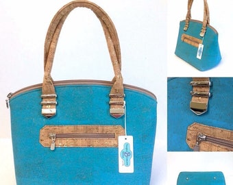 Lola Retro style handbag - Gorgeous portuguese cork fabric exterior