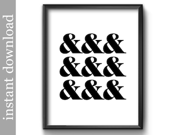 Ampersand Printable, instant download, ampersand symbol, symbols wall art, black and white art, office wall art, printable symbols, AND sign