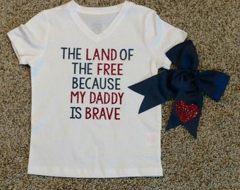 land of the free because of the brave boys shirt