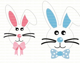 Download Bunny Faces Easter SVG File DXF eps png jpg Printable Clipart