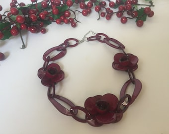 Plastic flower statement necklace