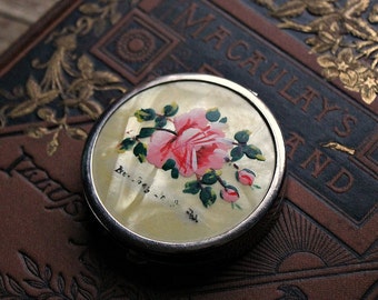 Small Powder Compact-Mother of Pearl Flowers