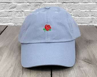 Rose Dad Hat Baby Blue Flexfit Yupoong Vintage Strapback Hat Cap Supreme Anti Social Social Club Saint Pablo Yeezy Lil Uzi Vert