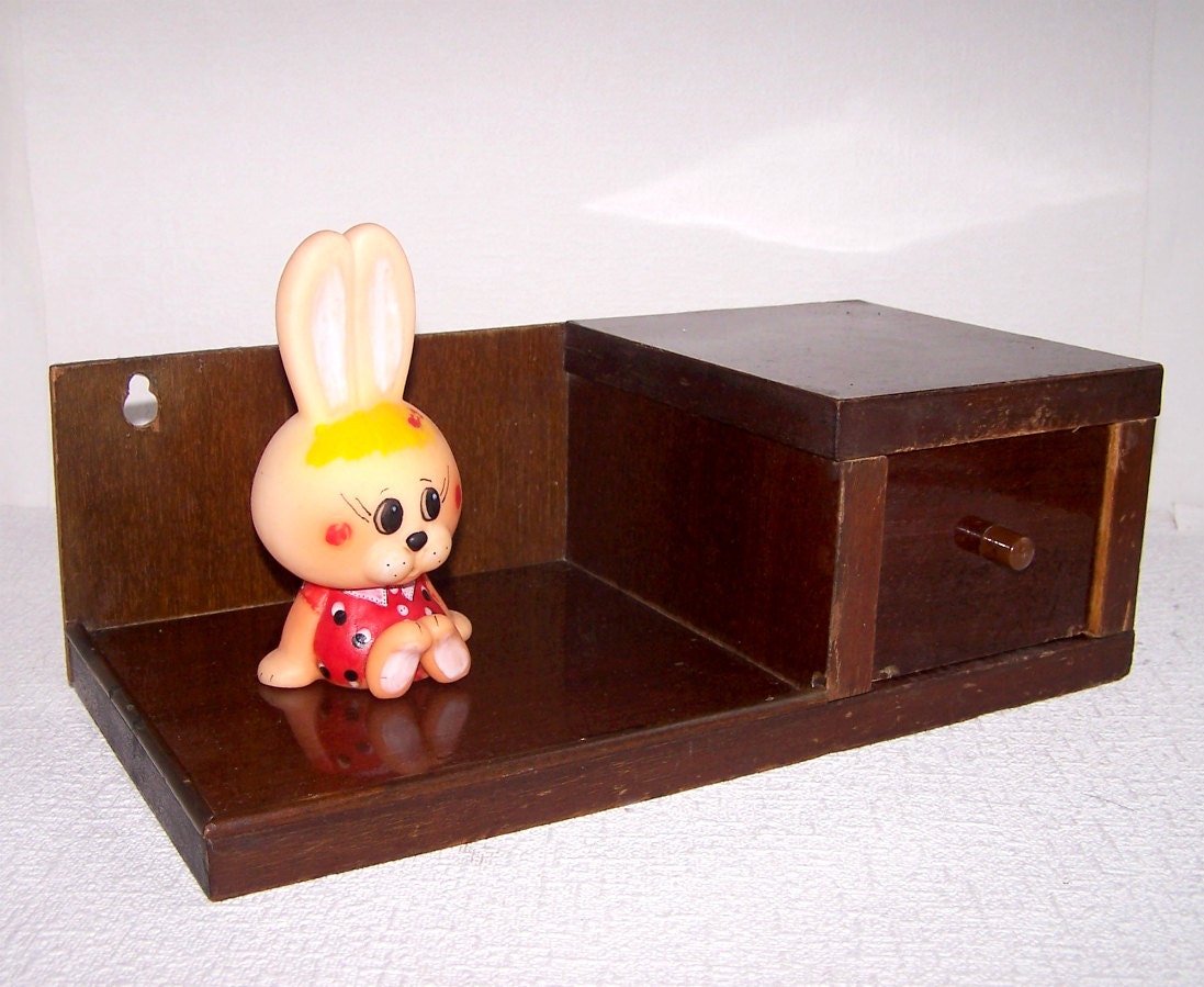 Vintage Wall Shelf with a Drawer. Old Soviet Telephone Shelf.