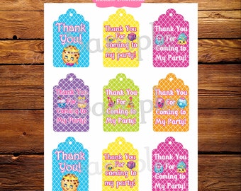 Shopkin Thank You Tags, Loot Bag Tags, Gift Tags, Shopkin Birthday, Decor, Party Supplies, Birthday Party, Digital File