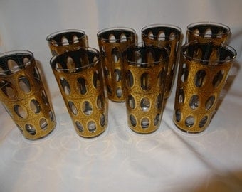 Culver Mid Century Highball Glasses, Set of Eight, Pisa, Mad Men Era Barware